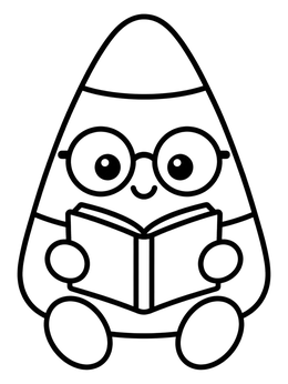 Free printable Cute Candy Corn Reading Book coloring page