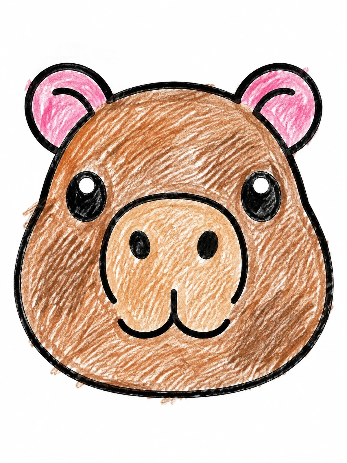 Colored example of the Cute Capybara Face coloring page