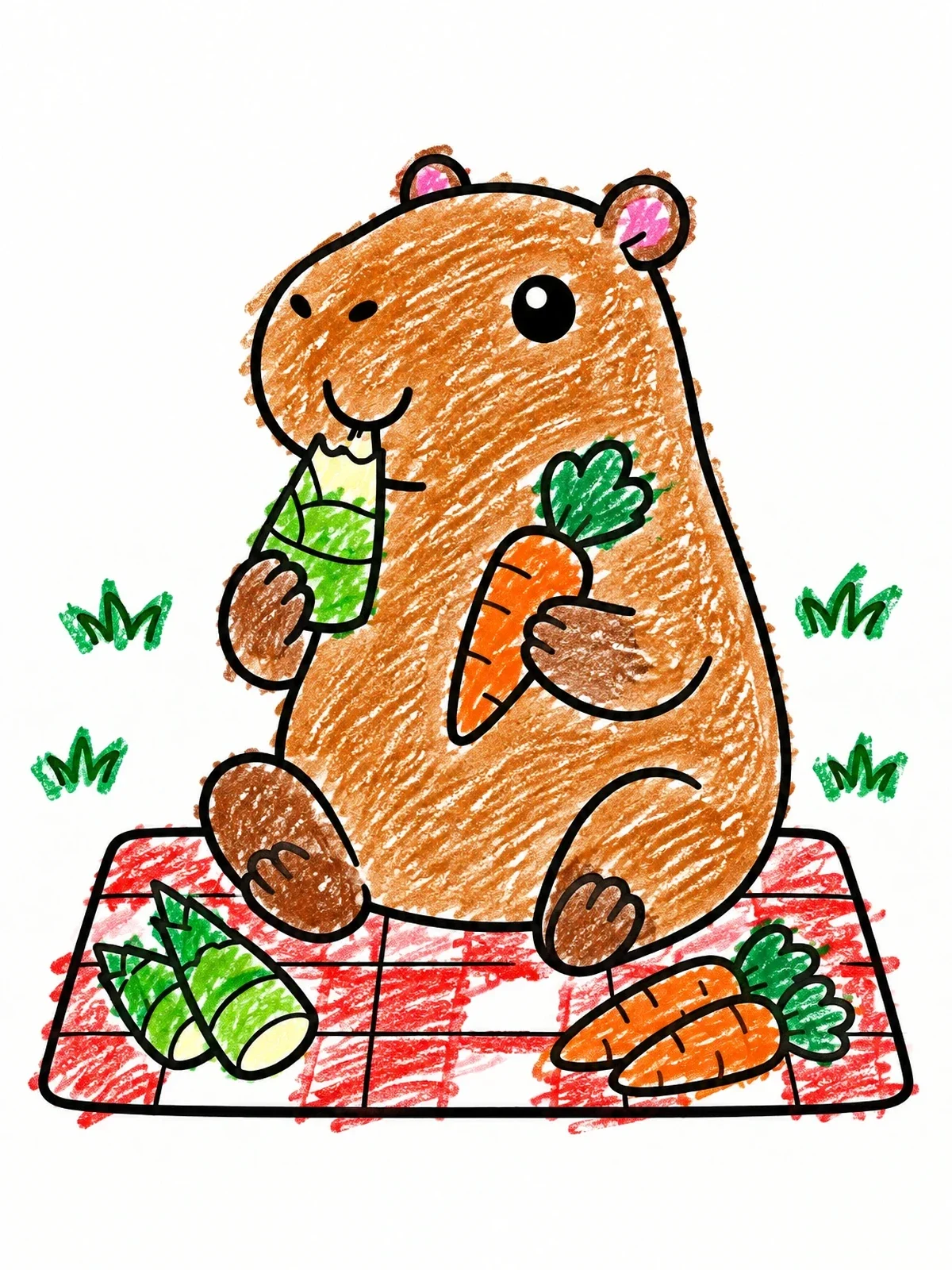 Colored example of the Cute Capybara Having A Picnic coloring page