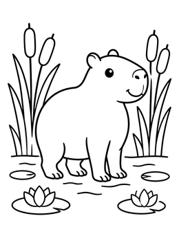Free printable Cute Capybara In The Marshland coloring page