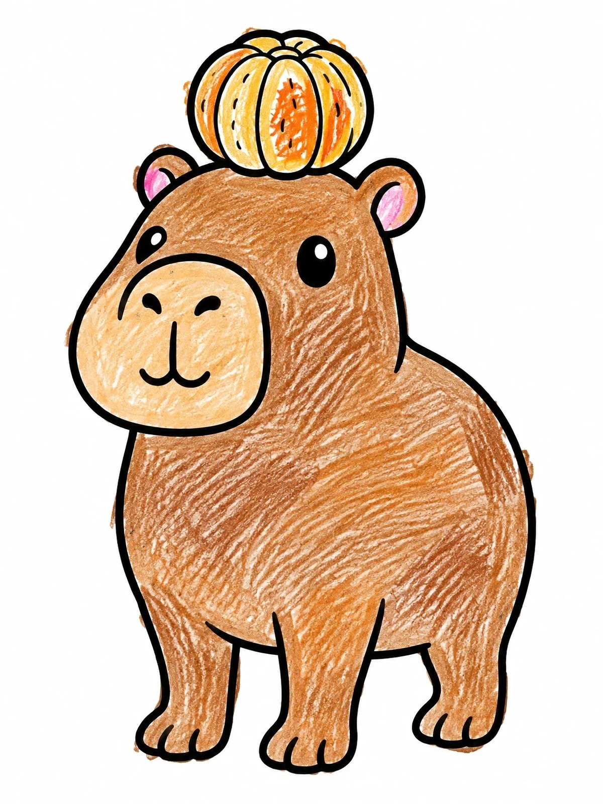 Colored example of the Cute Capybara With Citrus Fruit coloring page