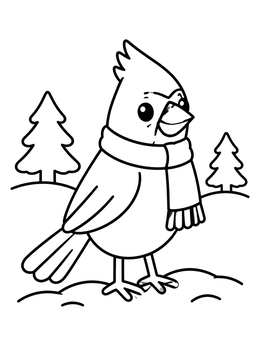 Free printable Cute Cardinal With Winter Scarf coloring page