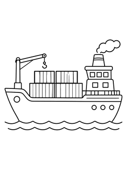 Free printable Cute Cargo Ship With Containers coloring page