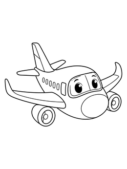 Cute Cartoon Airplane with Eyes coloring page