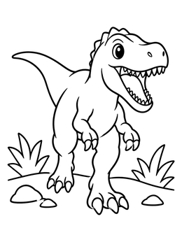 Free printable Cute Cartoon Allosaurus Roaring coloring page