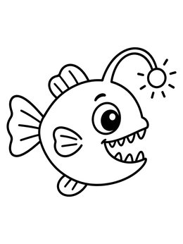 Free printable Cute Cartoon Anglerfish coloring page