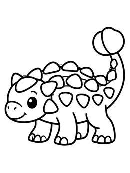 Free printable Cute Cartoon Ankylosaurus coloring page