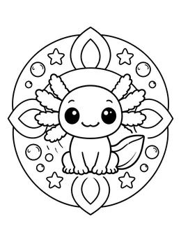 Cute Cartoon Axolotl With Stars