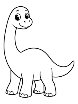 Free printable Cute Cartoon Baby Brontosaurus coloring page