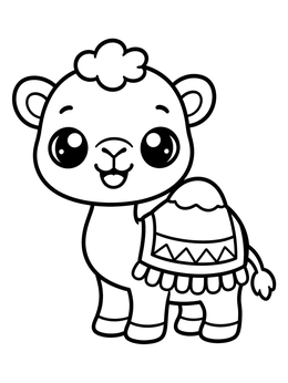 Free printable Cute Cartoon Baby Camel coloring page
