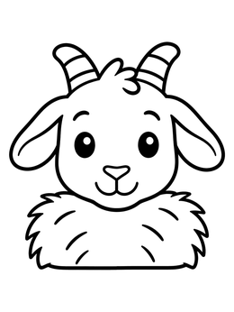 Free printable Cute Cartoon Baby Goat Portrait coloring page