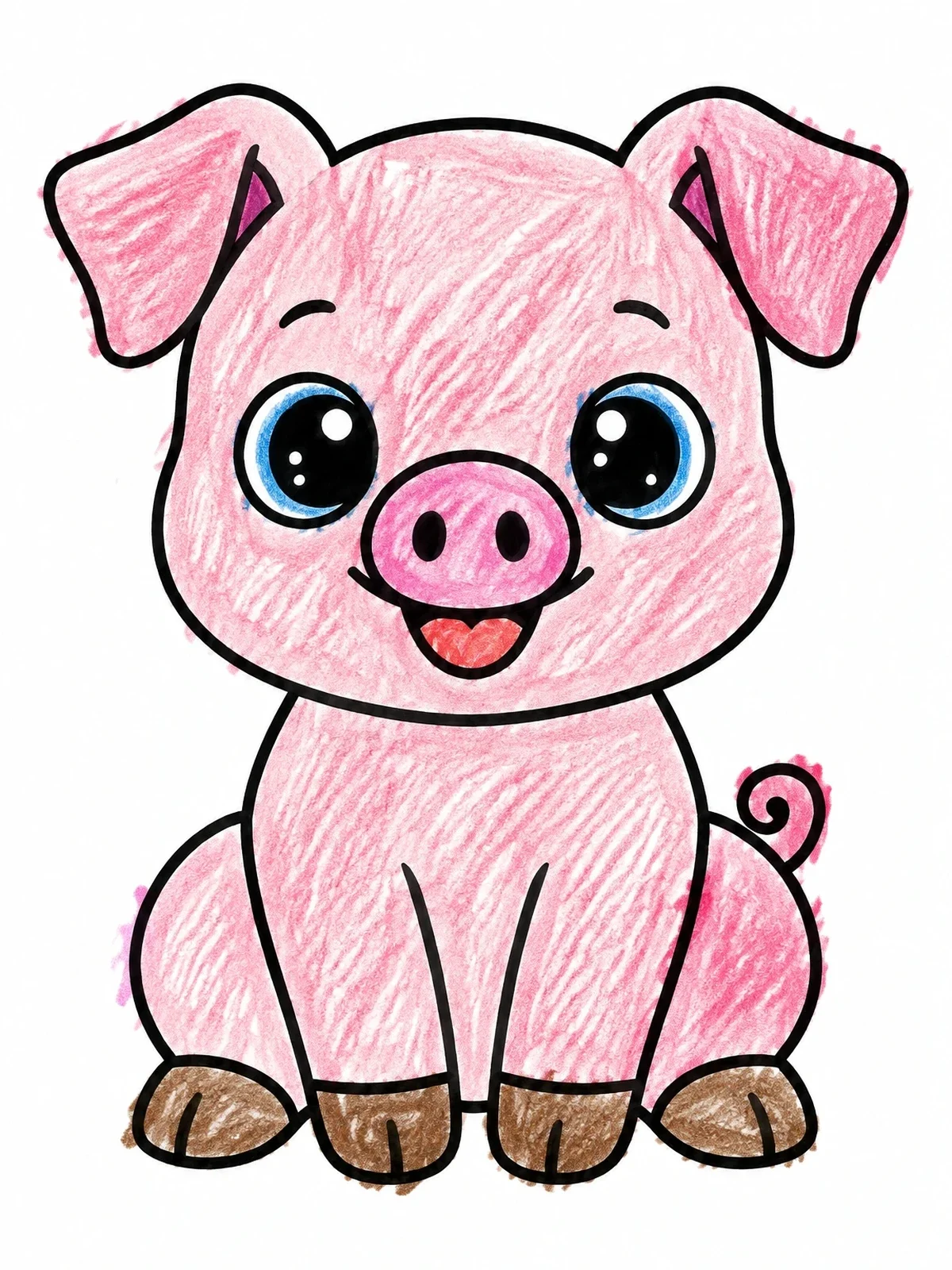 Colored example of the Cute Cartoon Baby Piglet coloring page