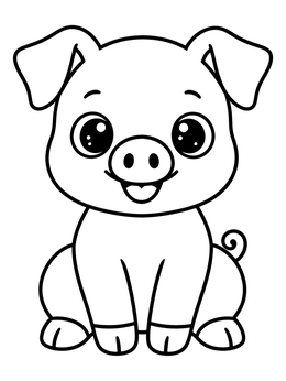 Free printable Cute Cartoon Baby Piglet coloring page