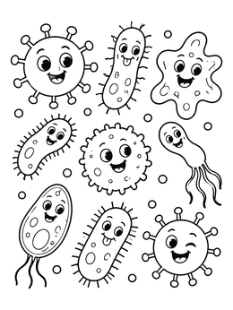 Free printable Cute Cartoon Bacteria And Microbes coloring page
