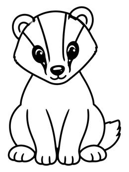 Free printable Cute Cartoon Badger Sitting coloring page