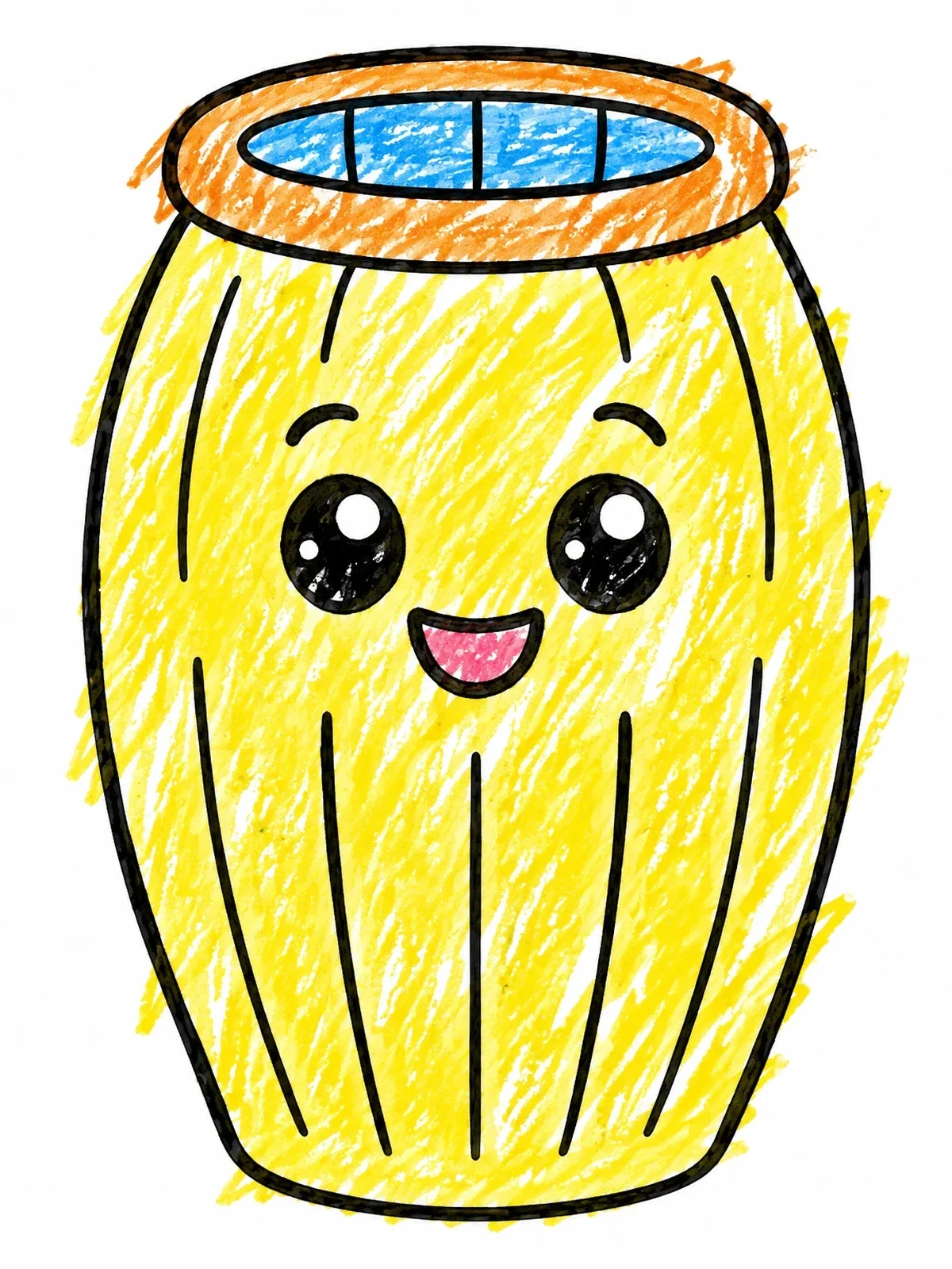 Colored example of the Cute Cartoon Barrel Sponge coloring page