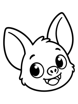 Free printable Cute Cartoon Bat Face coloring page