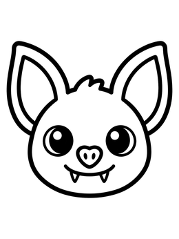 Free printable Cute Cartoon Bat Face coloring page