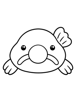 Free printable Cute Cartoon Blobfish Face coloring page
