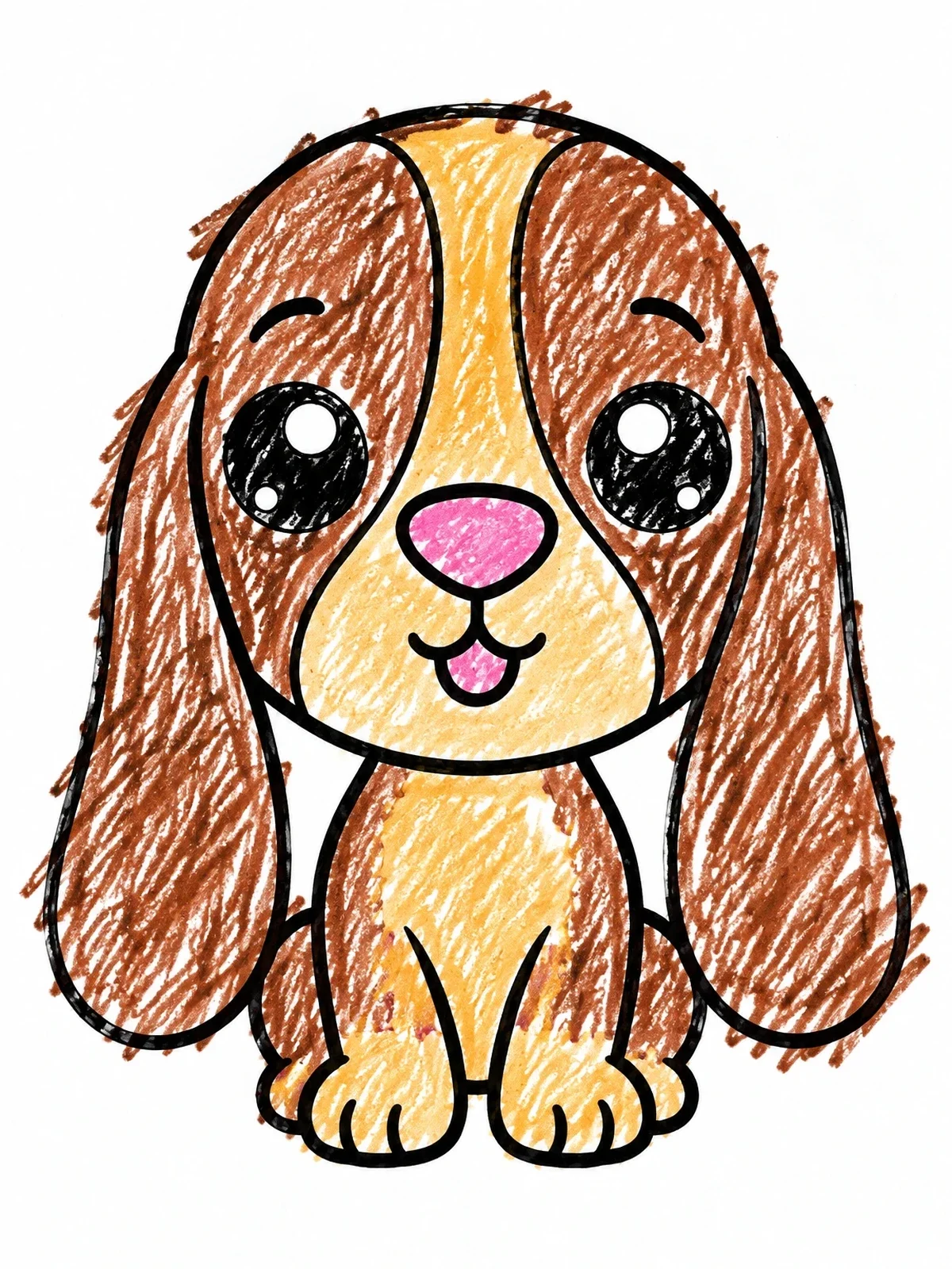 Colored example of the Cute Cartoon Bloodhound Puppy coloring page