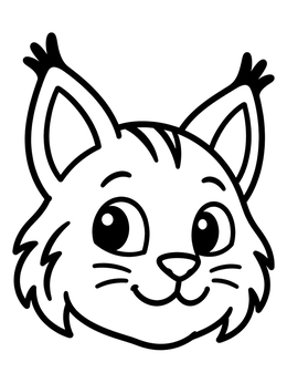Free printable Cute Cartoon Bobcat Face coloring page