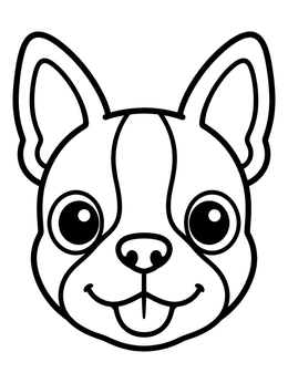 Free printable Cute Cartoon Boston Terrier Face coloring page