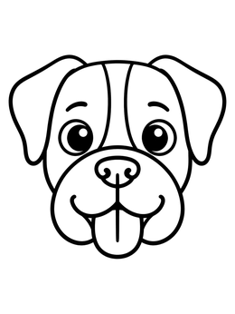 Free printable Cute Cartoon Boxer Dog Face coloring page