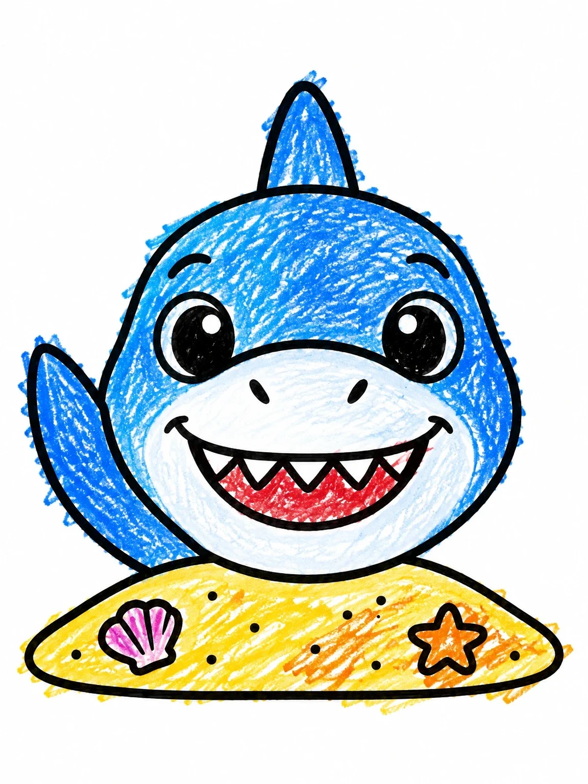 Colored example of the Cute Cartoon Bull Shark coloring page