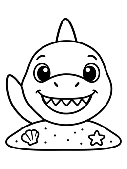 Free printable Cute Cartoon Bull Shark coloring page