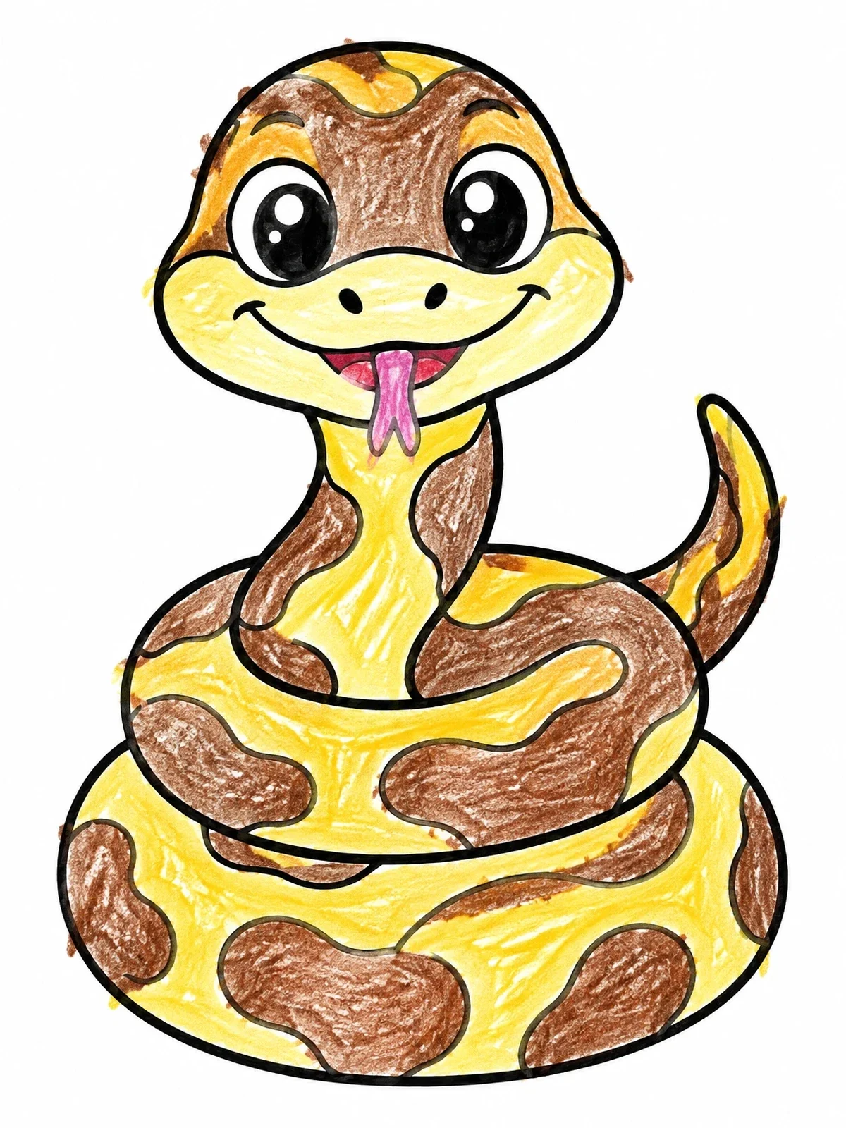 Colored example of the Cute Cartoon Burmese Python coloring page
