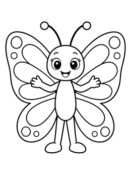 Free printable Happy Cartoon Butterfly With Arms And Legs coloring page