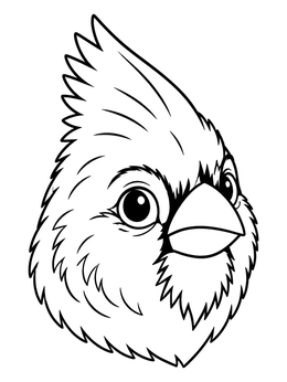 Free printable Cute Cartoon Cardinal Head coloring page