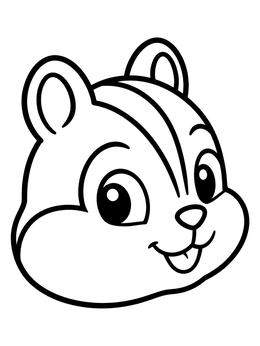 Free printable Cute Cartoon Chipmunk Face coloring page