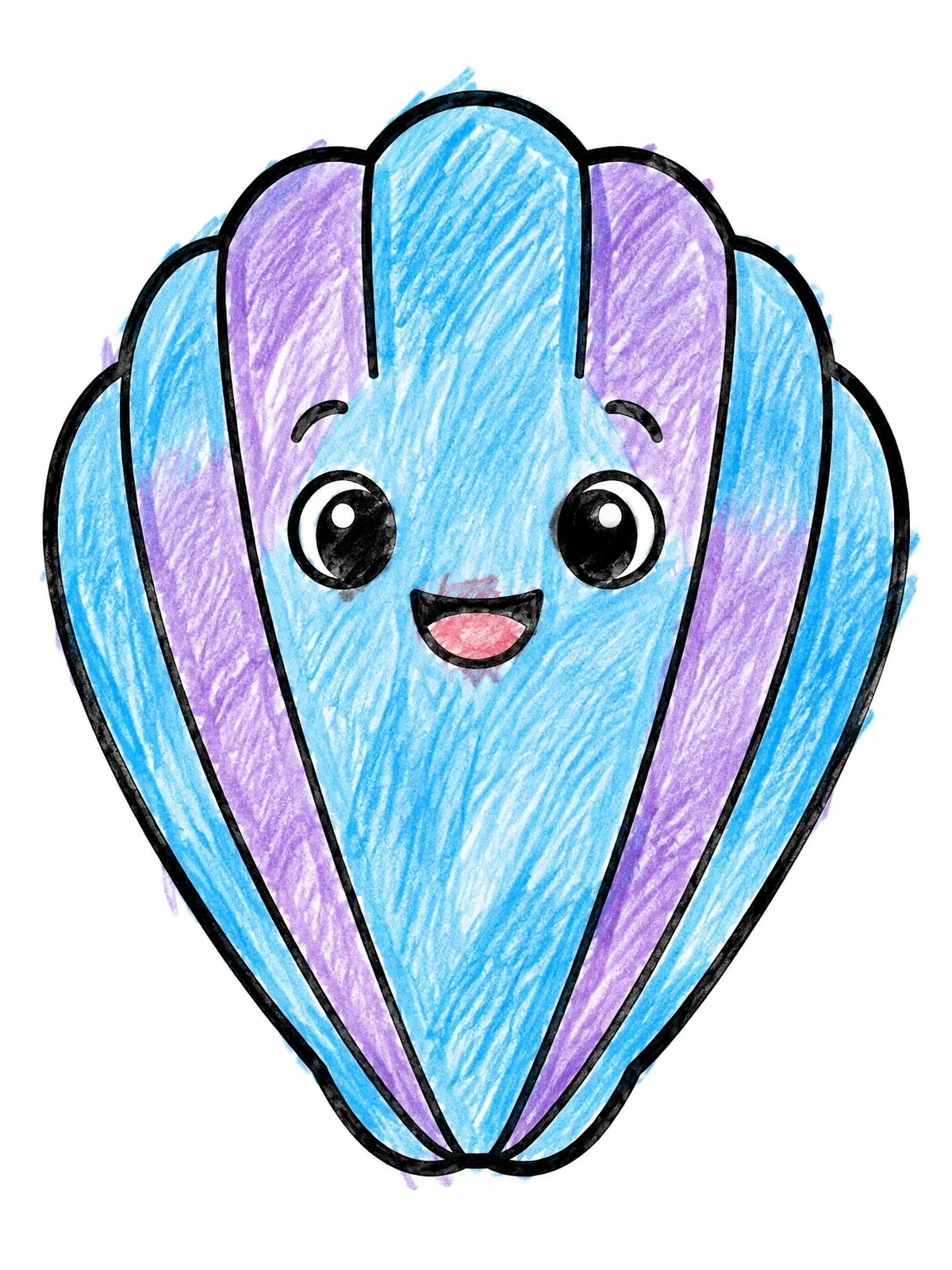 Colored example of the Cute Cartoon Clam Shell coloring page