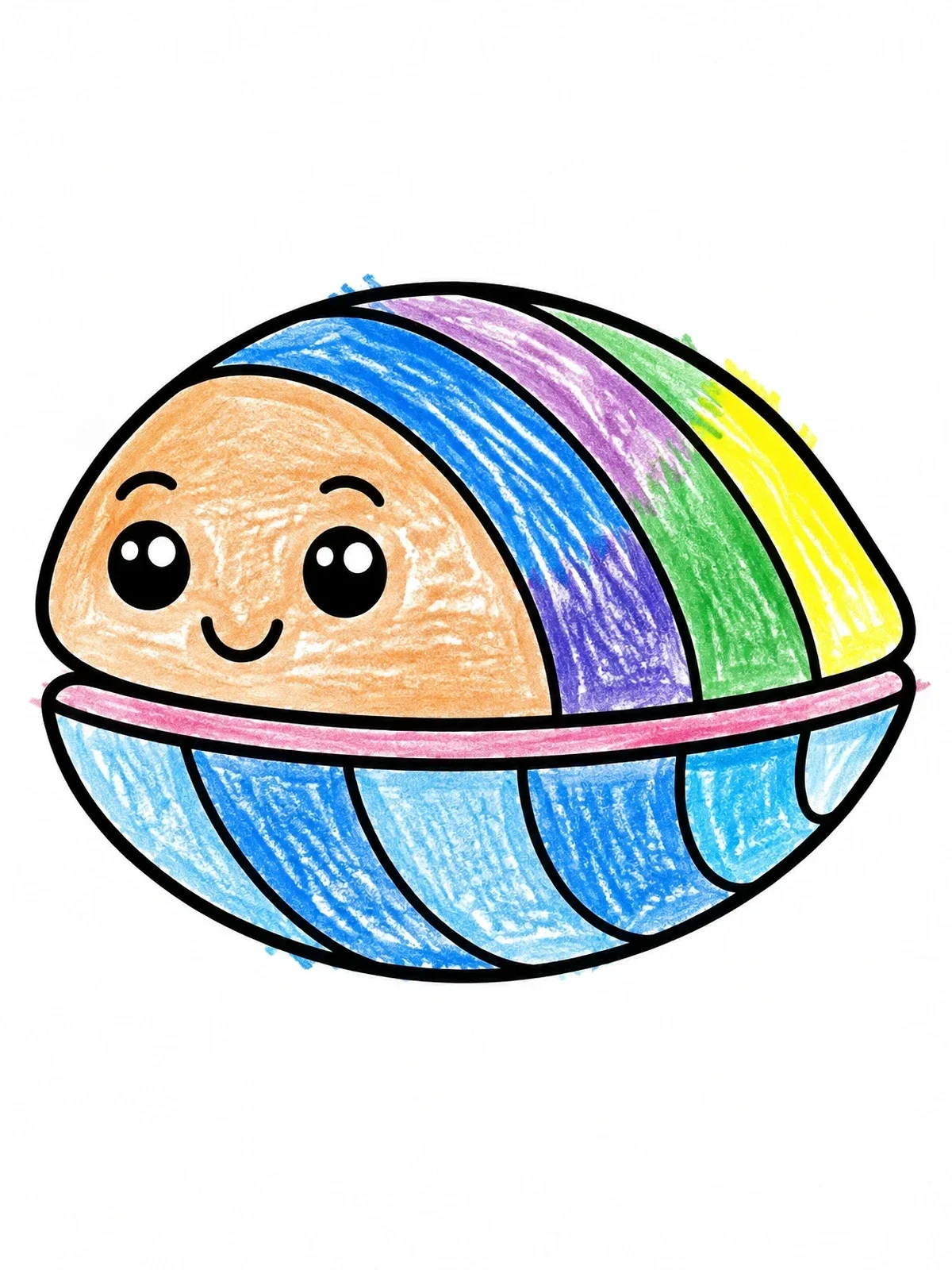 Colored example of the Cute Cartoon Clam Shell coloring page