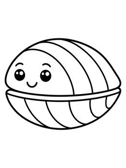 Free printable Cute Cartoon Clam Shell coloring page