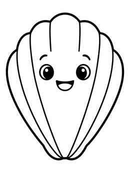 Free printable Cute Cartoon Clam Shell coloring page