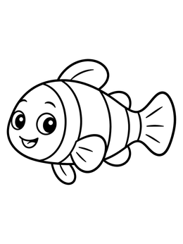 Free printable Cute Cartoon Clownfish Swimming coloring page