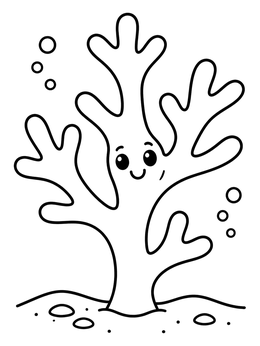 Free printable Cute Cartoon Coral Character coloring page