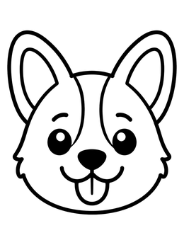 Free printable Cute Cartoon Corgi Face coloring page