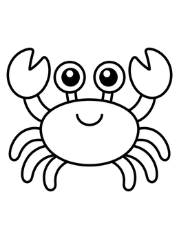 Free printable Cute Cartoon Crab With Claws coloring page