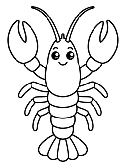 Free printable Cute Symmetrical Cartoon Crawfish coloring page