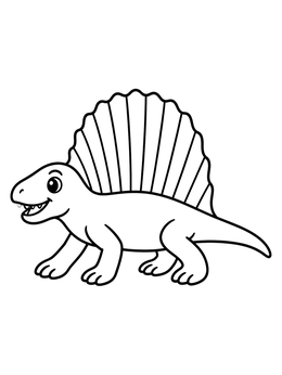 Free printable Cute Cartoon Dimetrodon With Dorsal Sail coloring page