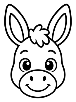 Free printable Cute Cartoon Donkey Face coloring page
