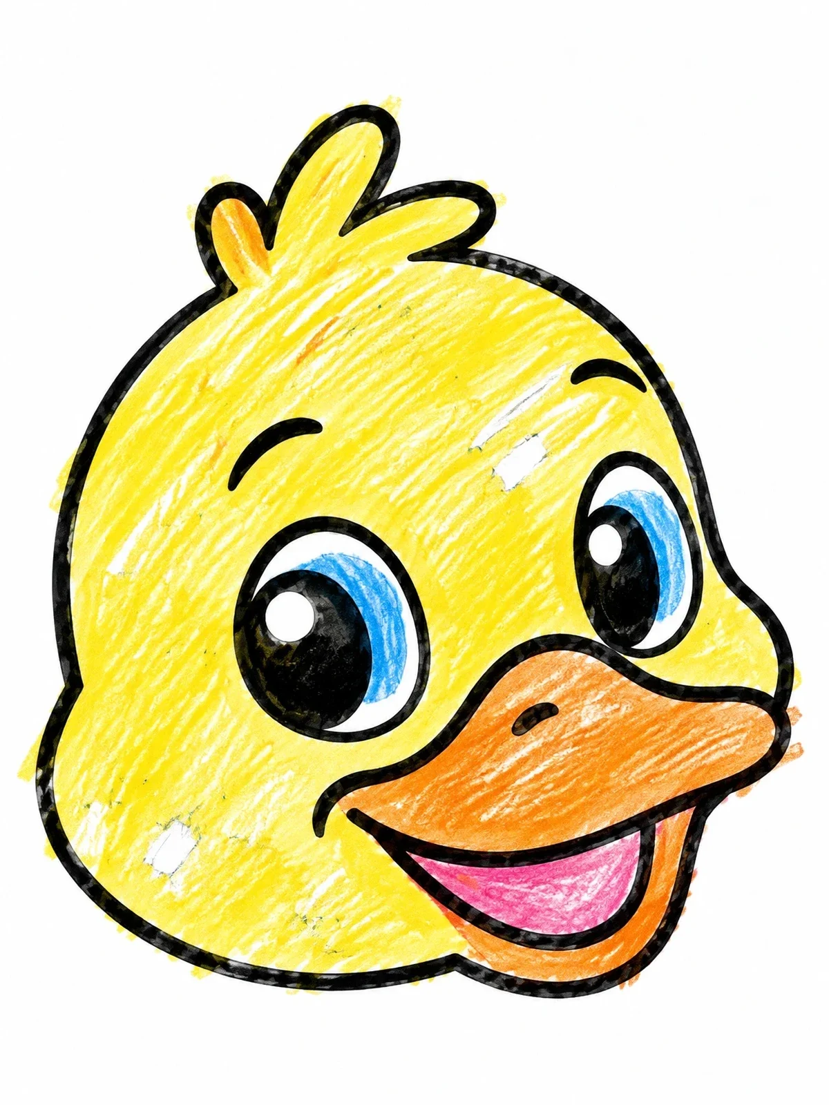 Colored example of the Cute Cartoon Duckling Face coloring page