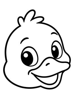 Free printable Cute Cartoon Duckling Face coloring page