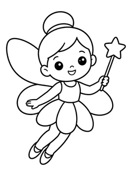 Cute Cartoon Fairy With Star Wand