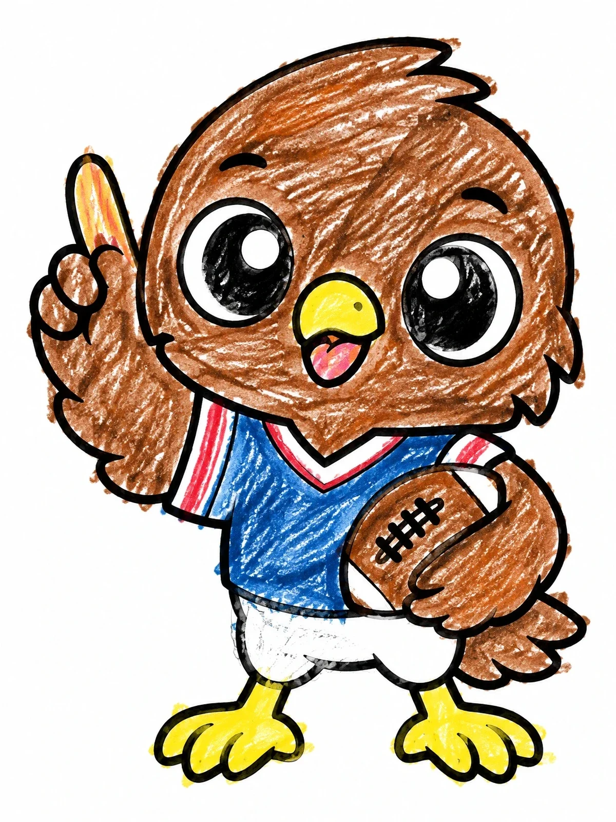 Colored example of the Cute Cartoon Falcon Football Mascot coloring page