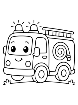Free printable Cute Cartoon Fire Truck coloring page