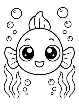 Cute Cartoon Fish With Bubbles